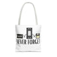 Retro Media 'Never Forget' Tote Bag — Vintage Cassette, VHS & Floppy Design