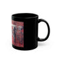 OM Symbol Black Ceramic Mug — Vintage Red Sanskrit Prayer Design (11oz/15oz)