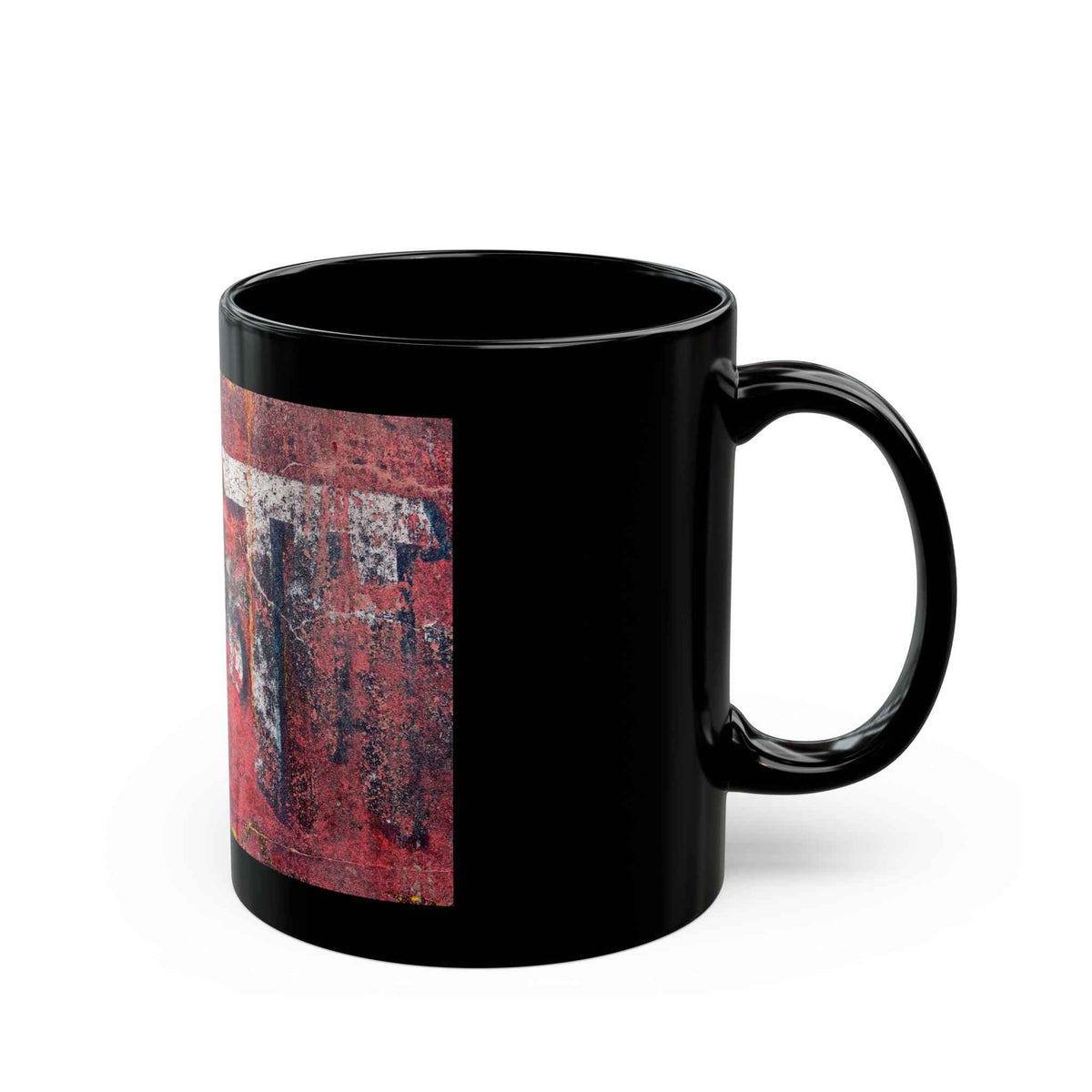 OM Symbol Black Ceramic Mug — Vintage Red Sanskrit Prayer Design (11oz/15oz)