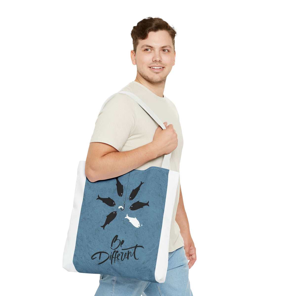 Be Different Whale Tote Bag — Inspirational Ocean Animal Canvas Tote