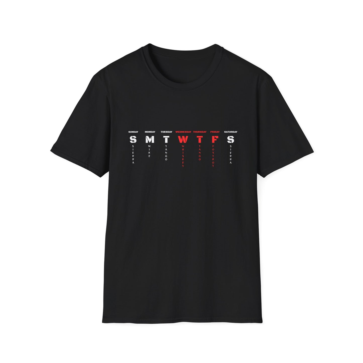 Weekday Calendar T‑Shirt — Minimal SMTWTFS Design (Highlight Wednesday)