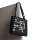 Mistakes Repeat Pattern Tote Bag — Black Typography Shopper