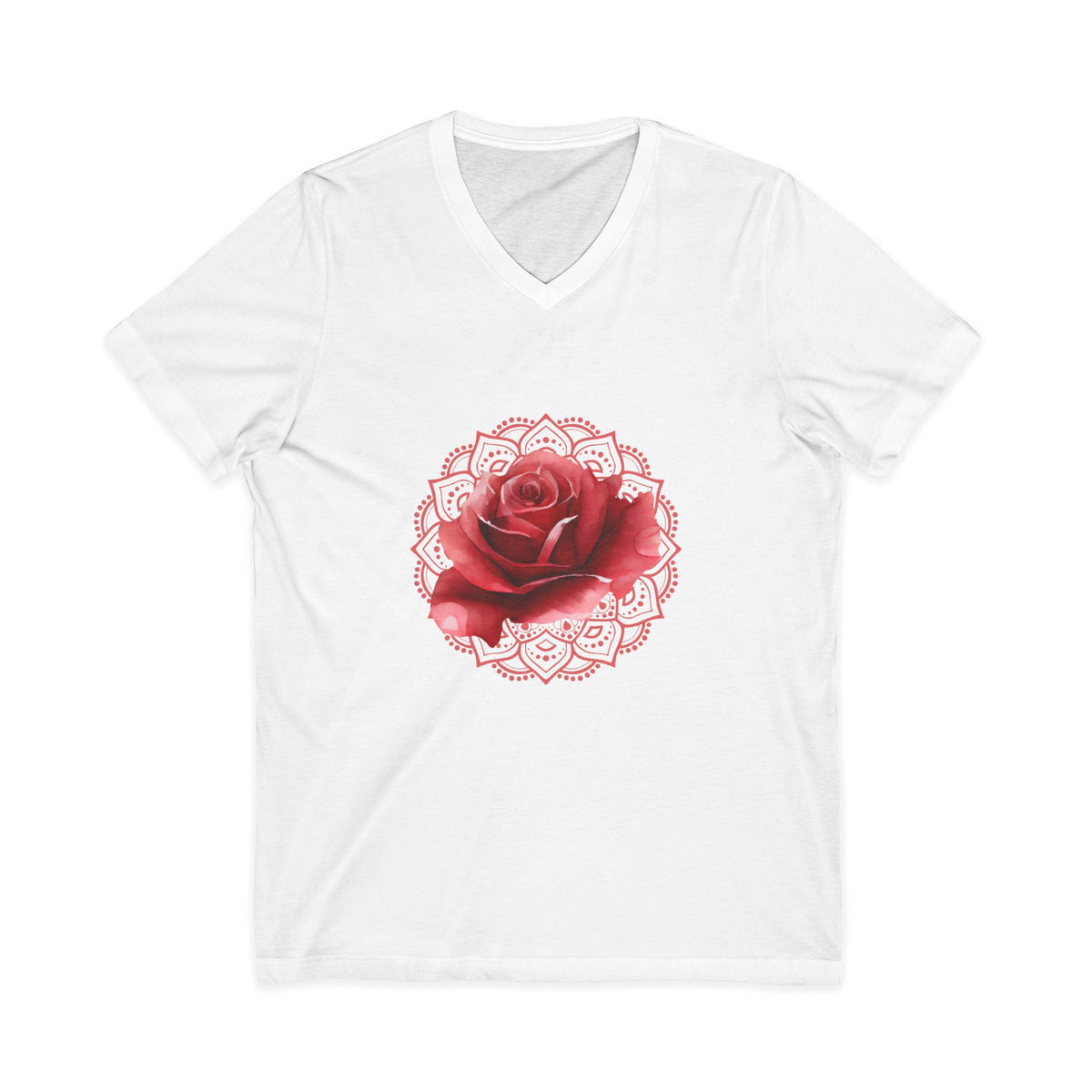 Lotus Mandala V-Neck Tee — Hand-Drawn Floral Yoga Shirt - Conscience Garment