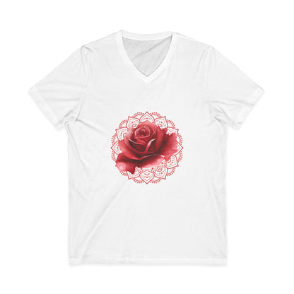 Lotus Mandala V-Neck Tee — Hand-Drawn Floral Yoga Shirt - Conscience Garment