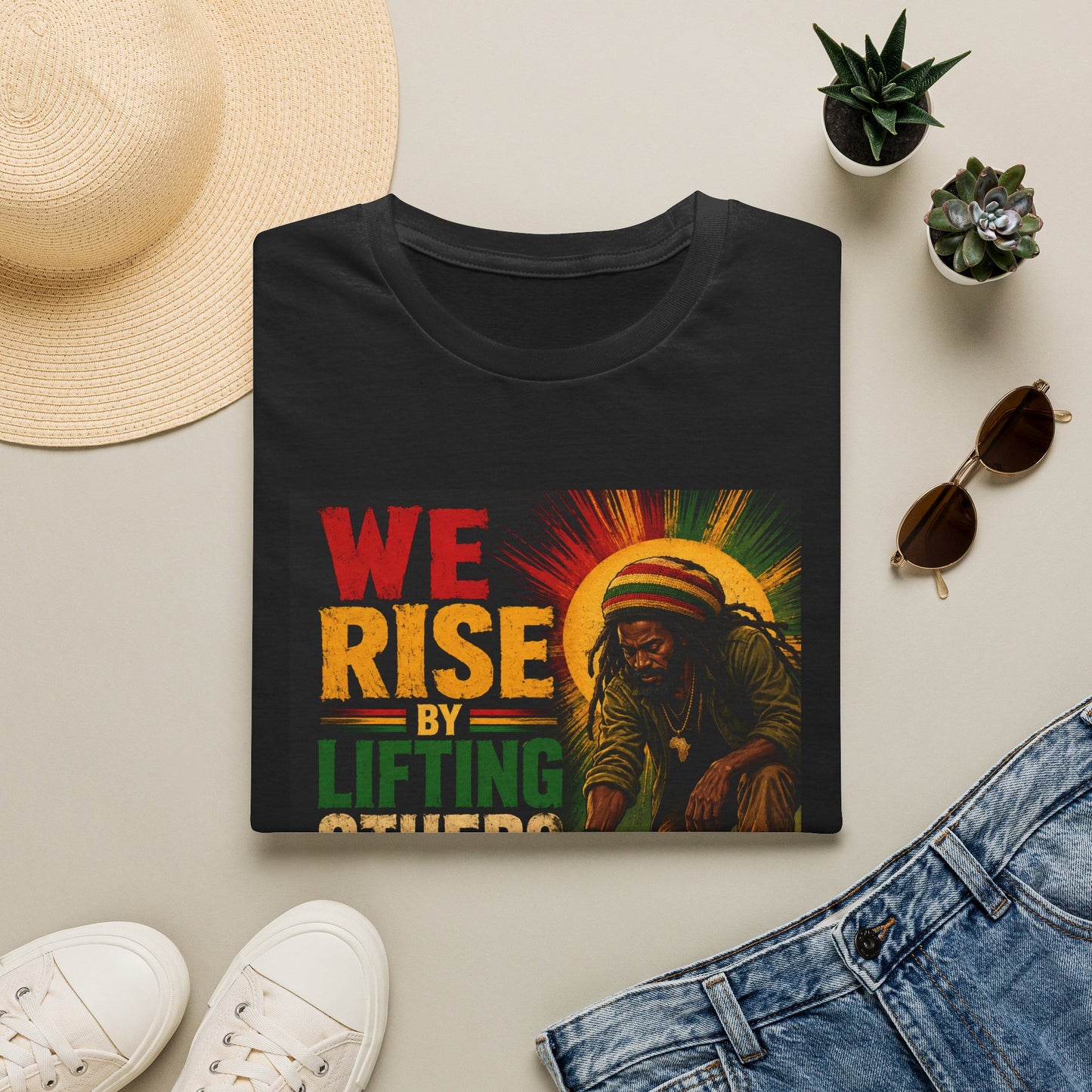 We Rise By Lifting Others T-Shirt — Rasta Sun Reggae Inspirational Tee