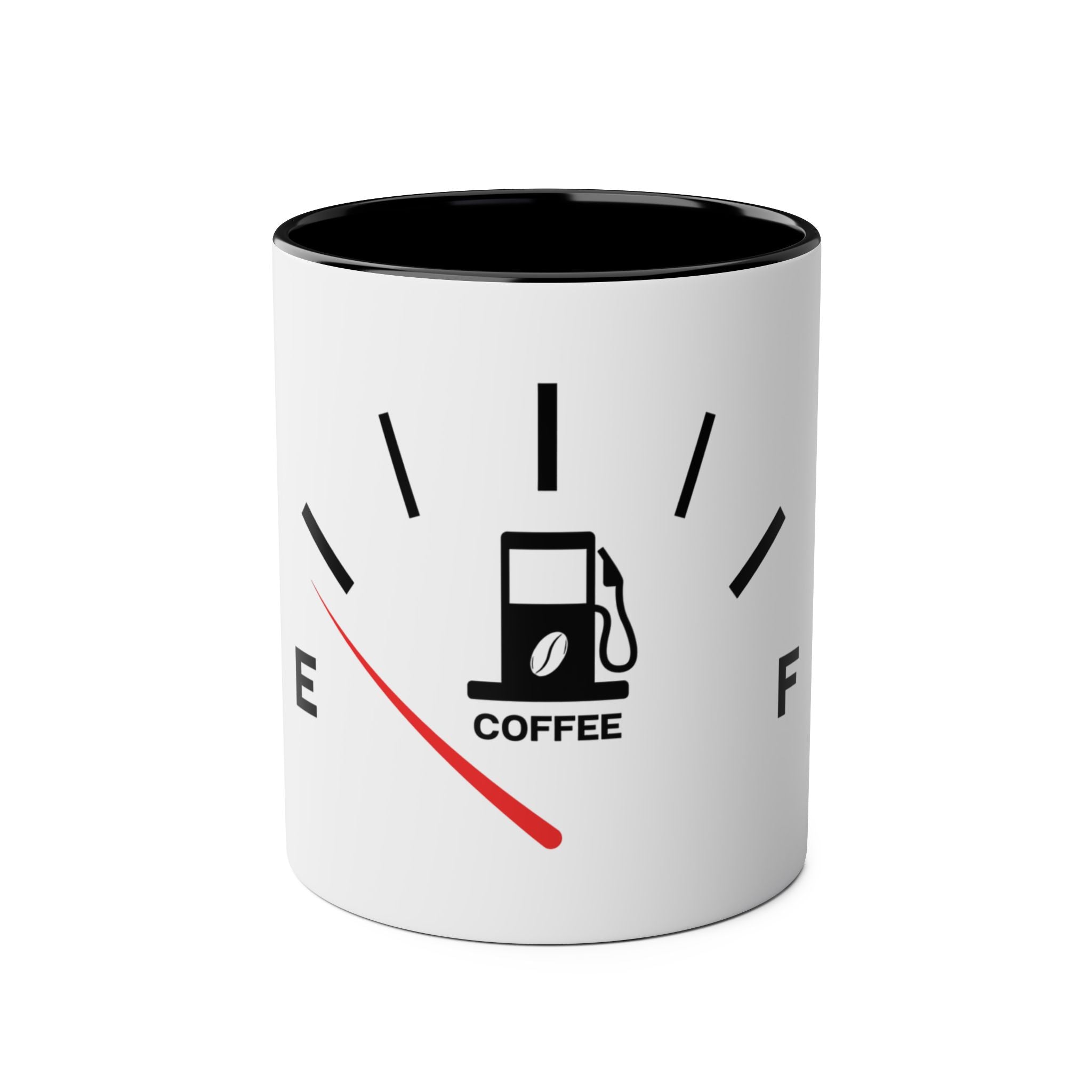 Funny Two-Tone Coffee Mug with Fuel Coffee Gauge Design