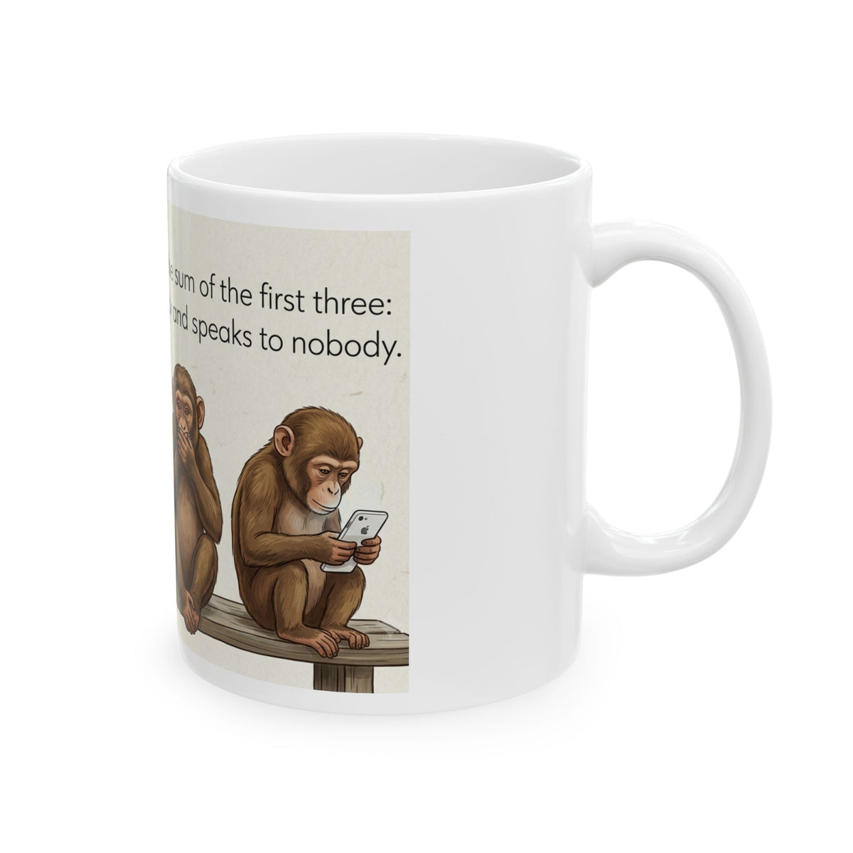 Ceramic Mug — Three Wise Monkeys Design (11oz & 15oz)