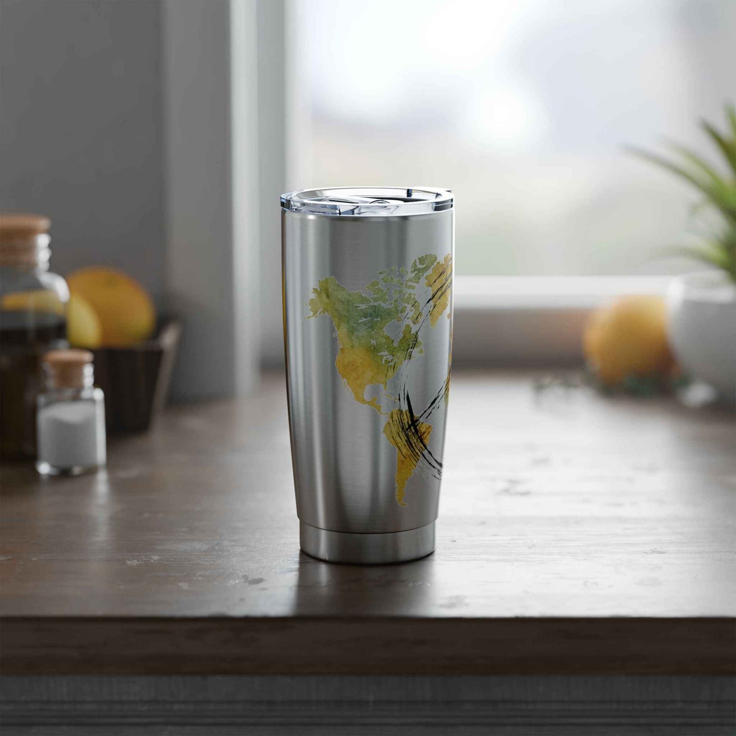 Travel Map 20oz Tumbler — 'Vagabond' World Peace Insulated Travel Mug