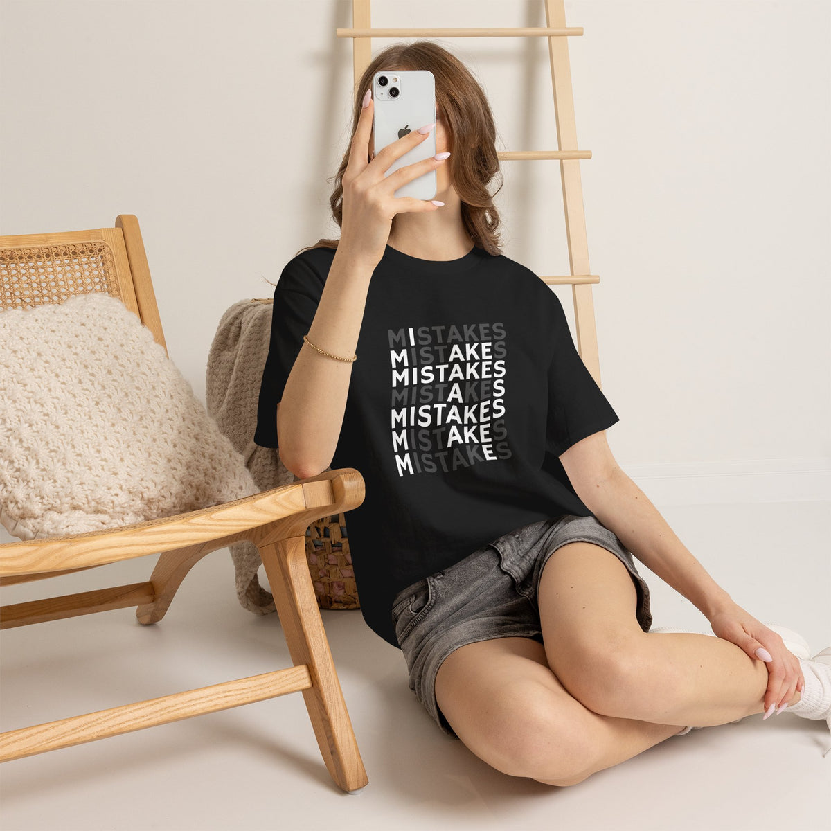 Mistakes Repeat Graphic Tee — Black Typographic T-Shirt