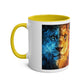 Lion Fire and Water Design Mug, Two-Tone, 11oz - Conscience Garment