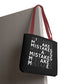 Mistakes Repeat Pattern Tote Bag — Black Typography Shopper