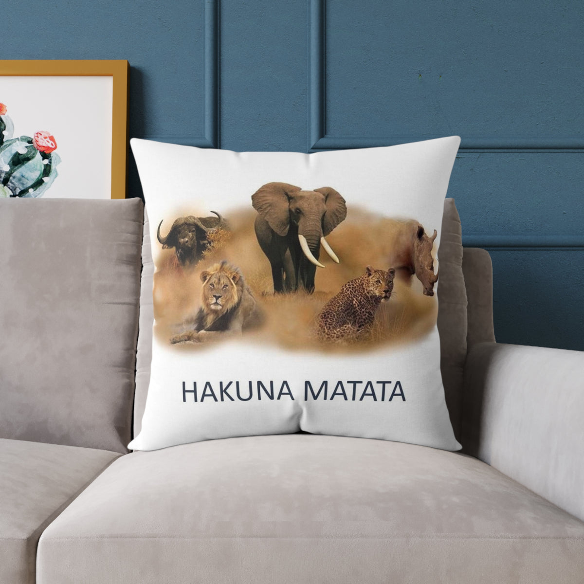 Hakuna Matata Safari Animal Square Pillow