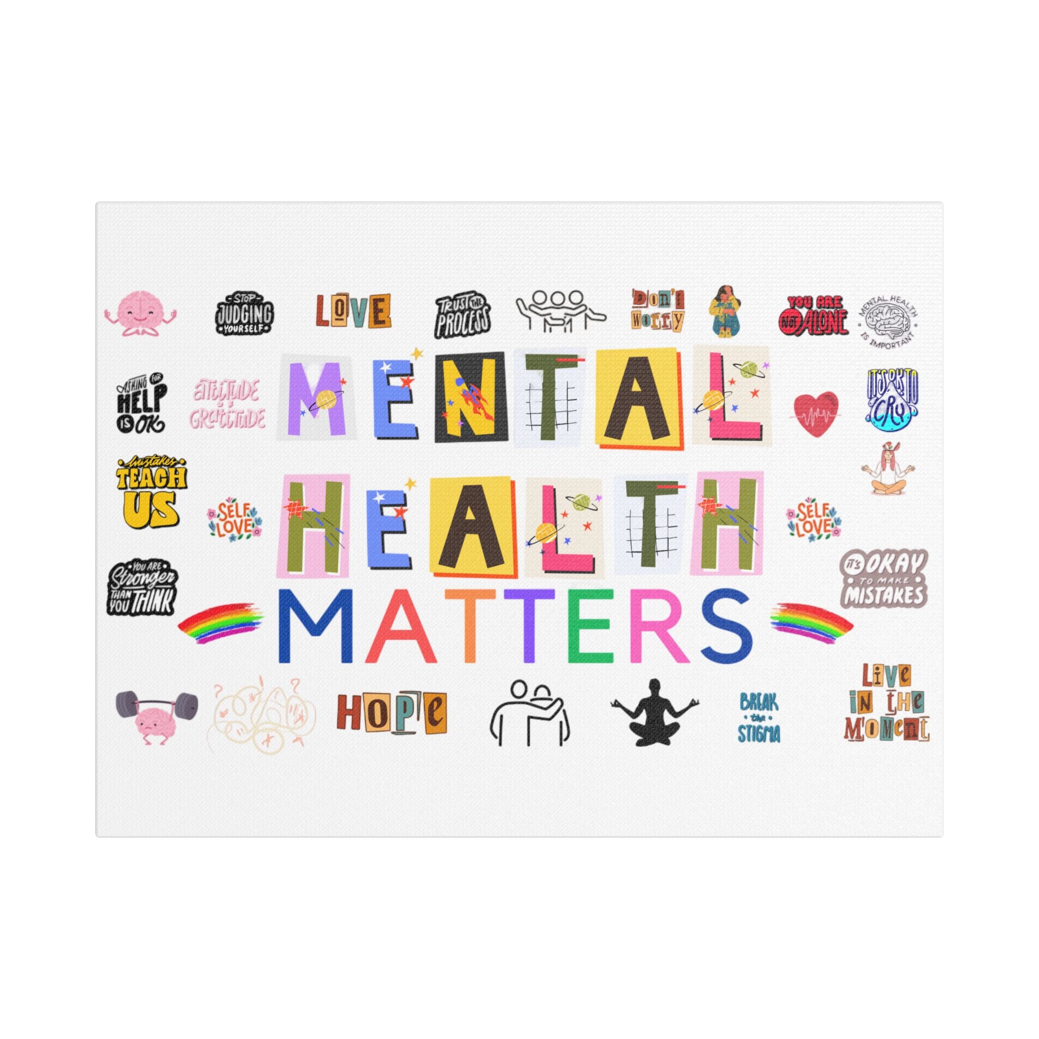 Mental Health Matters Canvas, Stretched, Gift, Office, Mindfulness, Motivational, Inspirational, Coffee, Tea, Positive, Mindset