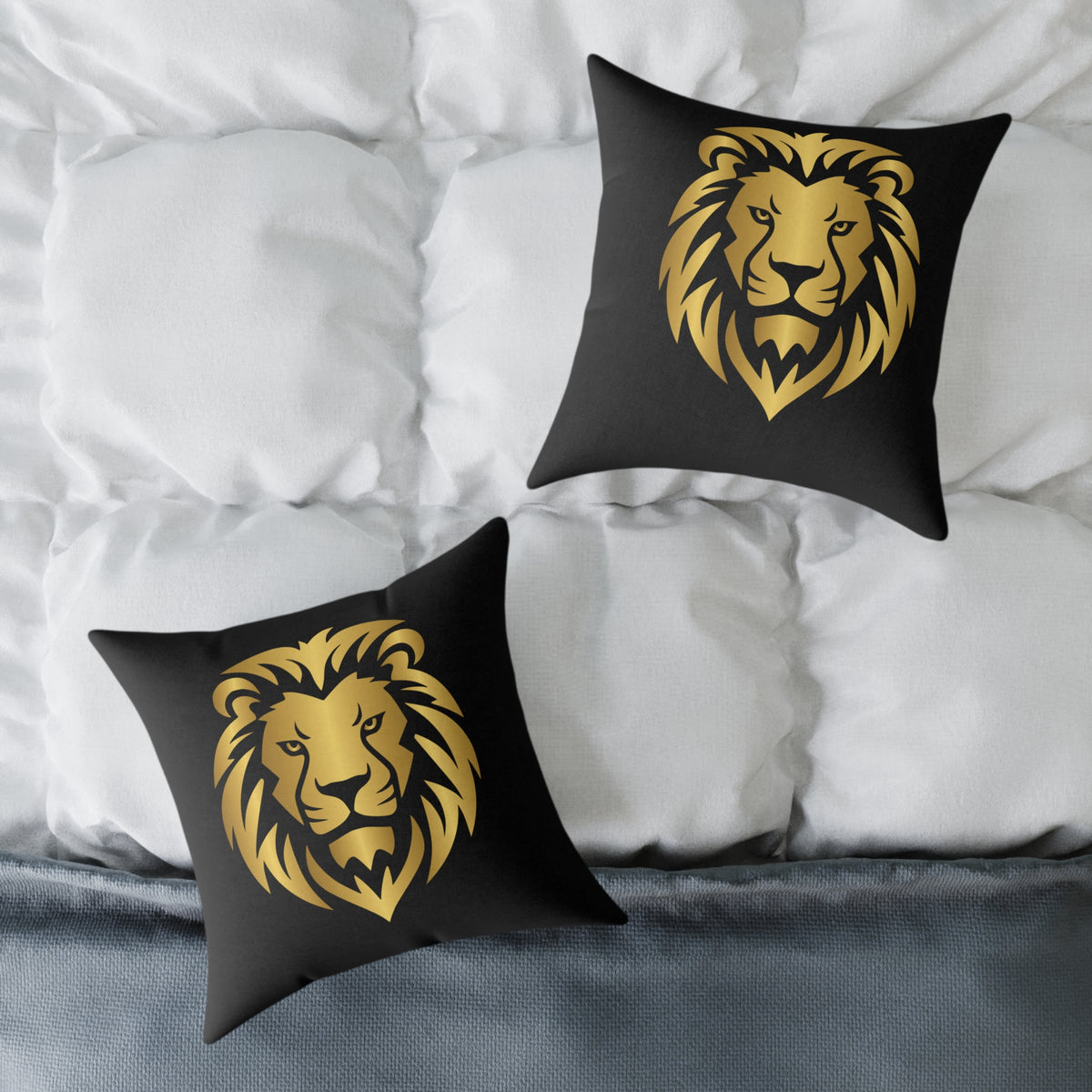 Lion Head Throw Pillow — Gold Lion Decorative Cushion for Living Room