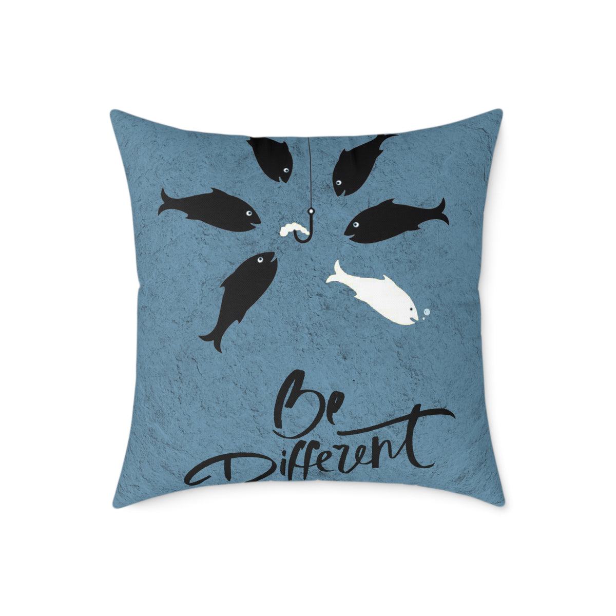 Be Different Fish Throw Pillow – Inspirational Nautical Accent Cushion