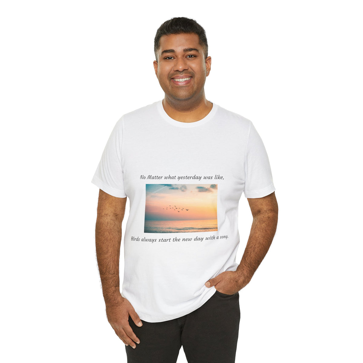 New Day, New Beginning - Inspirational Bird Tee, Unisex Short Sleeve T-Shirt, Motivational Quote Shirt, Nature Lover Gift, Positive Vibes Apparel - Conscience Garment