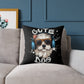 Cute Dog Headphones Square Pillow — Cool Sunglasses Pet Decor
