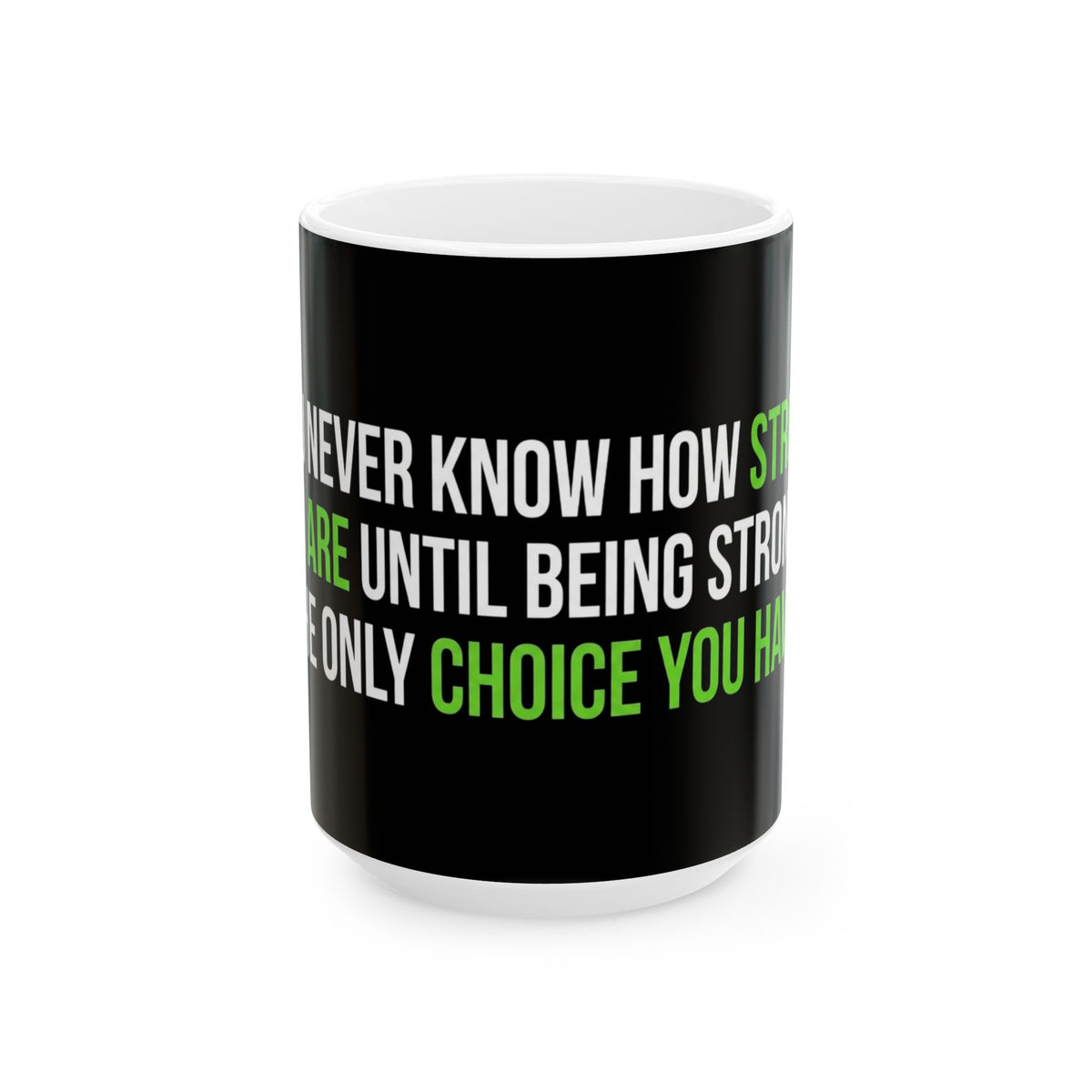 Inspirational Strength Quote Ceramic Mug – “You Never Know How Strong You Are Until Being Strong Is The Only Choice”