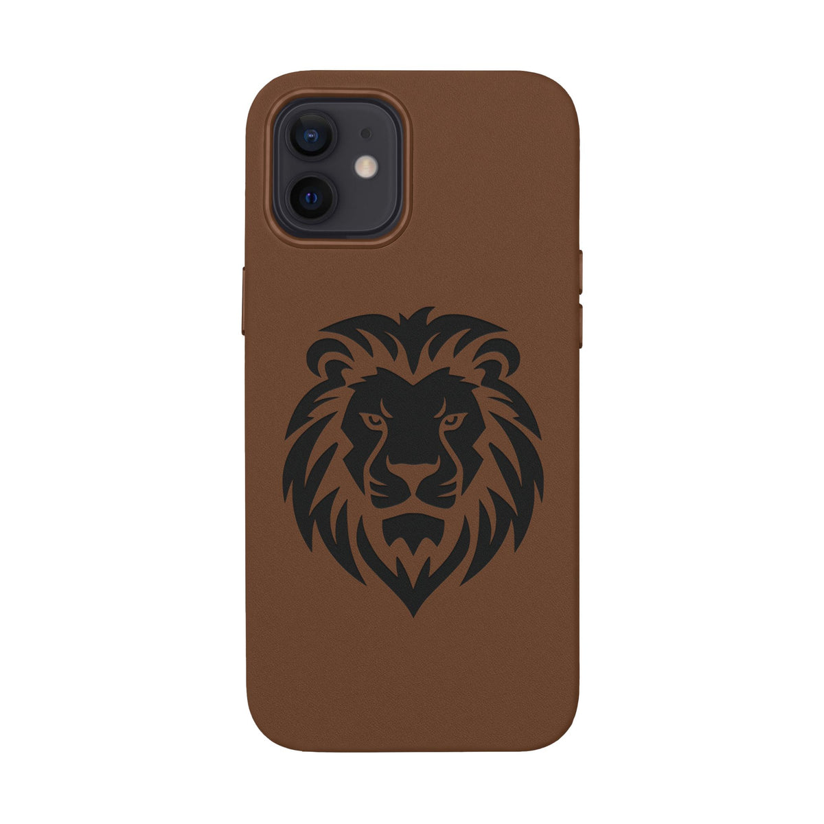Engraved PU Leather Phone Case — Embossed Lion Design