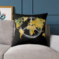 World Map Peace Sign Throw Pillow — Gold & Black Travel Decorative Pillow