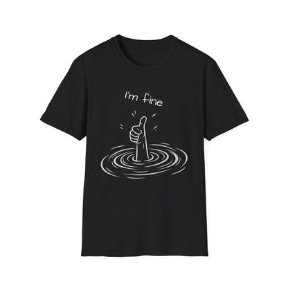 I'm Fine T‑Shirt — Funny Dark Humor Thumbs Up Drowning Graphic Tee