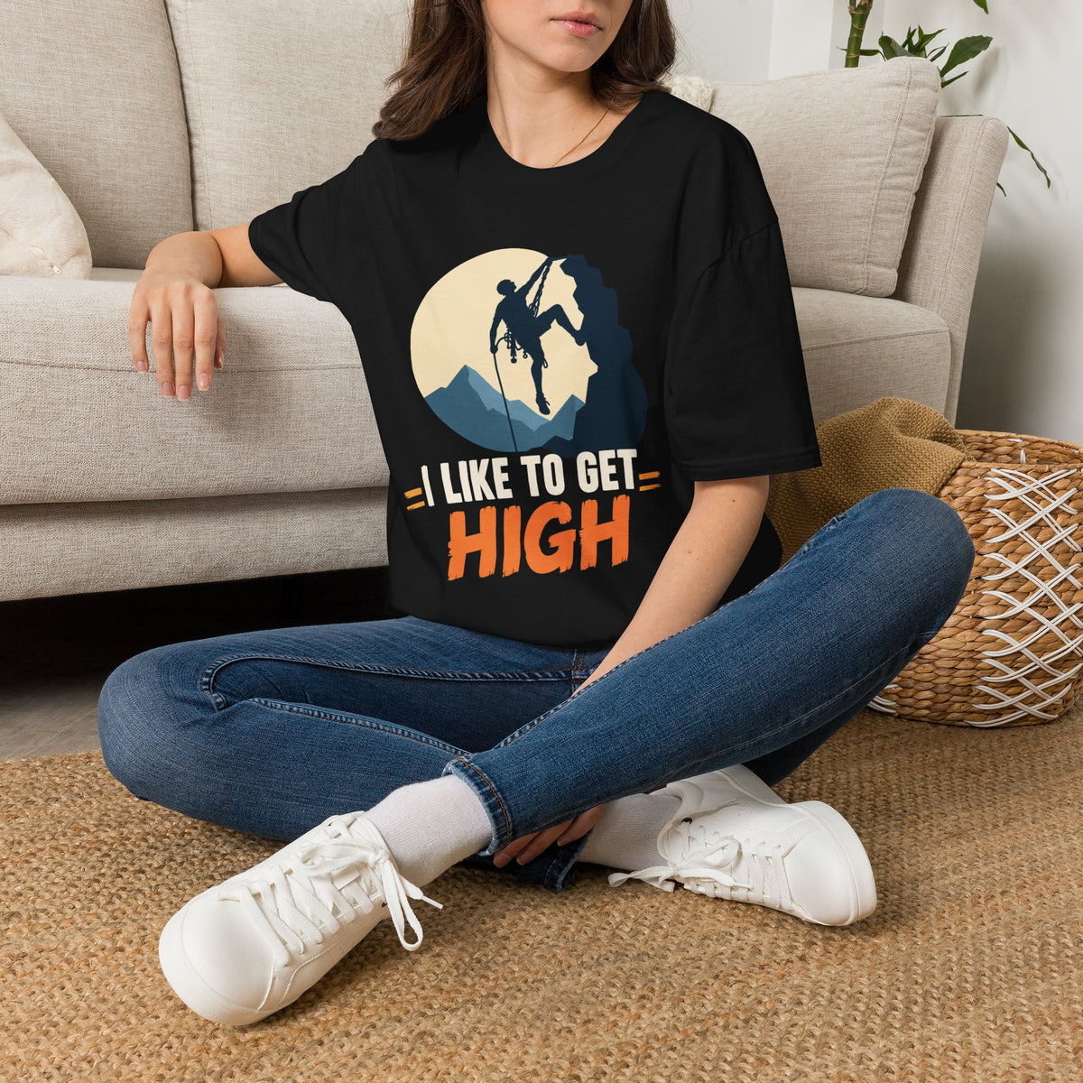 Climbing T-Shirt — I Like to Get High Mountain Rock Climber T-Shirt - Gift