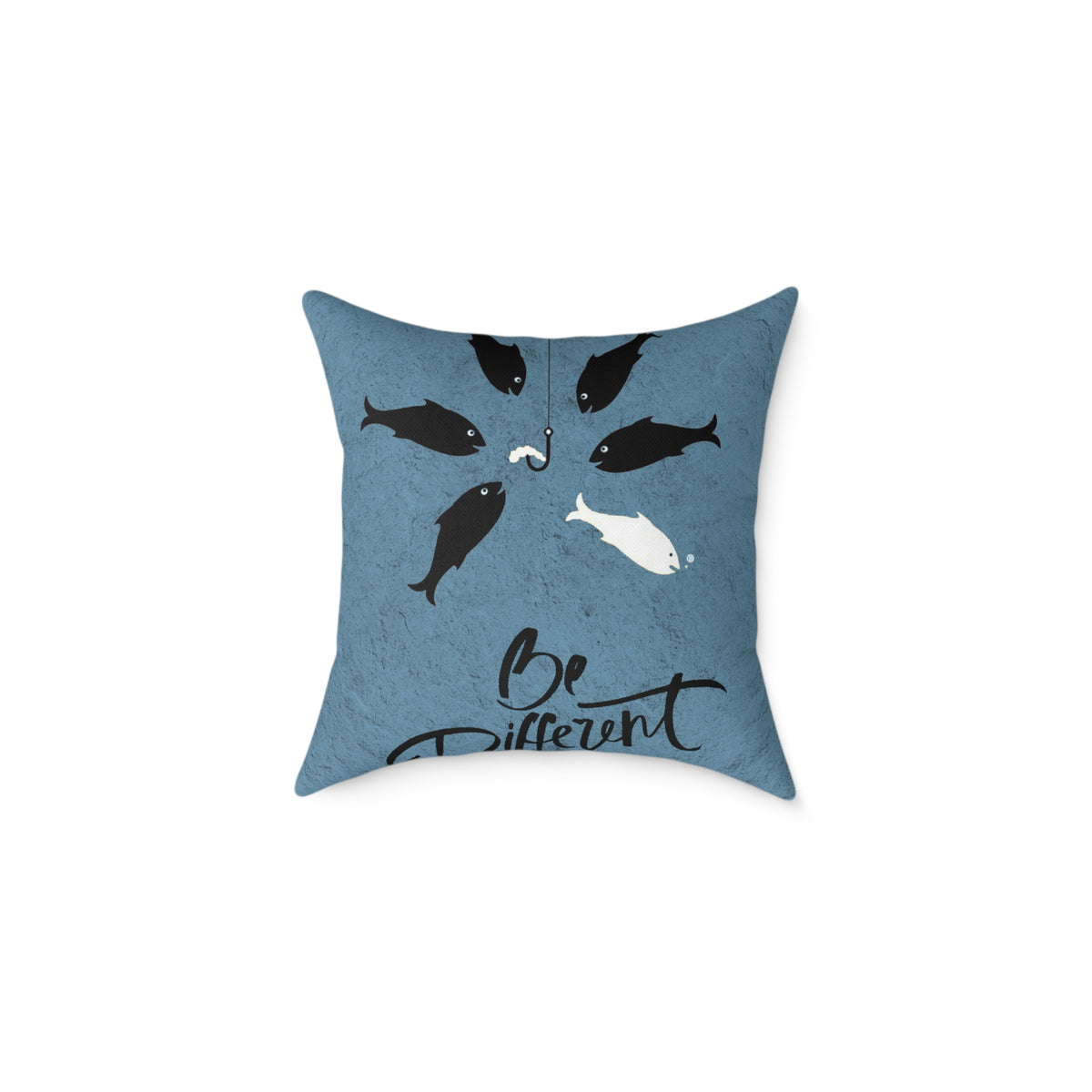 Be Different Fish Throw Pillow – Inspirational Nautical Accent Cushion