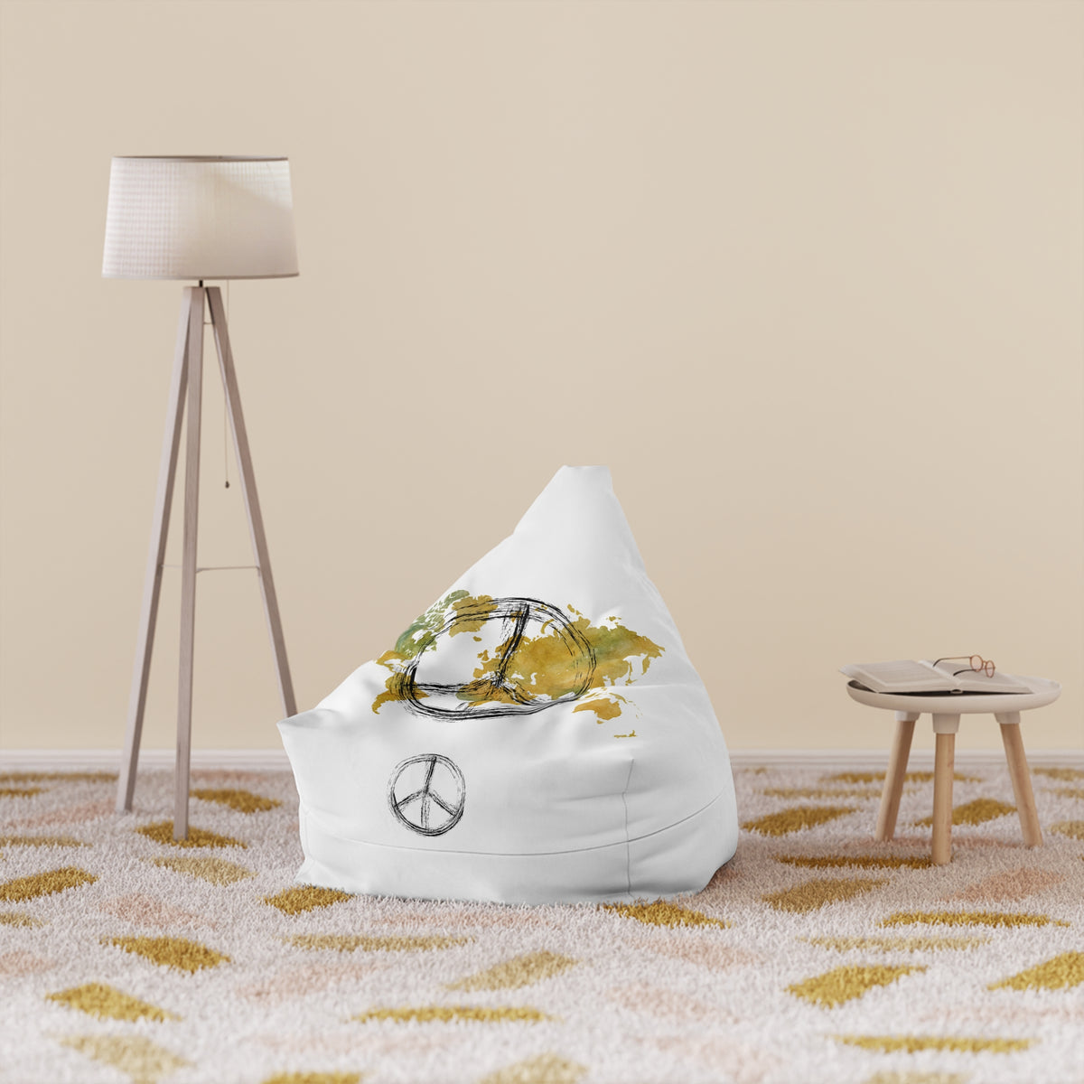 World Peace Globe Peace Sign Bean Bag