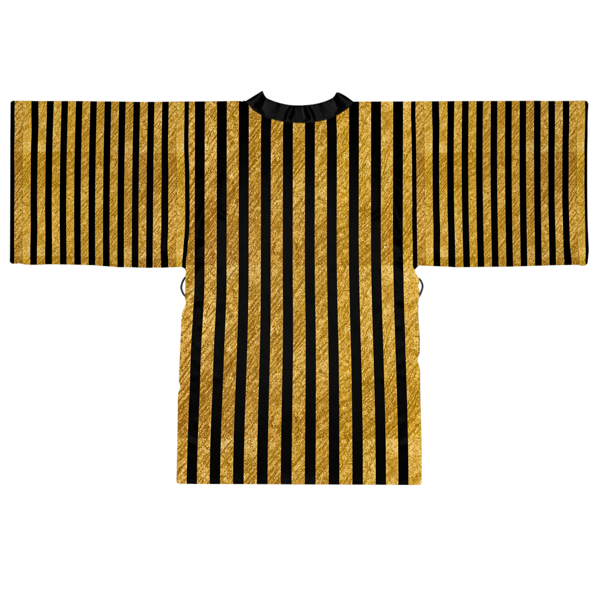 Gold & Black Striped Kimono Robe — Luxe Metallic Stripe Long Sleeve Wrap - Gift