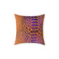 Snake Skin Pattern Square Pillow — Orange & Purple Decorative Throw Cushion