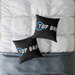 Top Bro Square Throw Pillow - Black Canvas Accent Cushion with Gear Logo