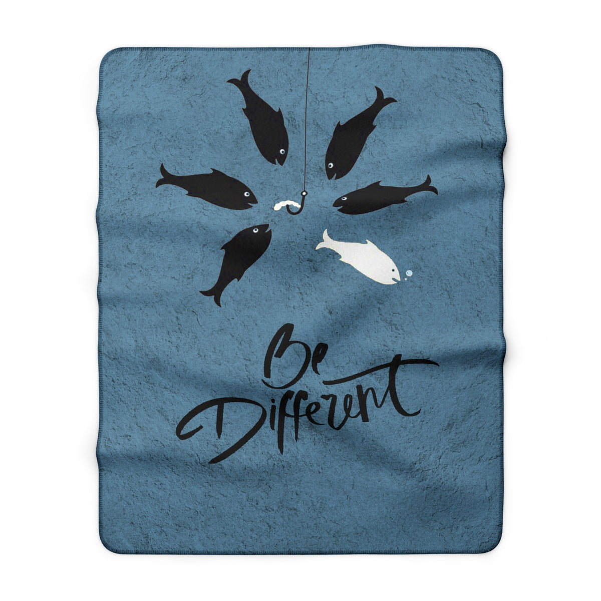 Be Different Sherpa Fleece Blanket — Inspirational Fish Design, Cozy Throw for Gifts & Home