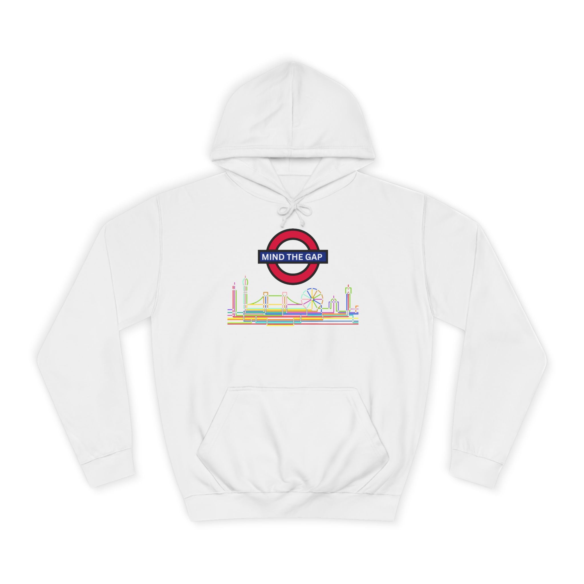 Mind the Gap Unisex College Hoodie - Cozy Casuals for Students, Gift for Graduation, Comfortable Loungewear, Unique Campus Style