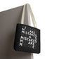 Mistakes Repeat Pattern Tote Bag — Black Typography Shopper