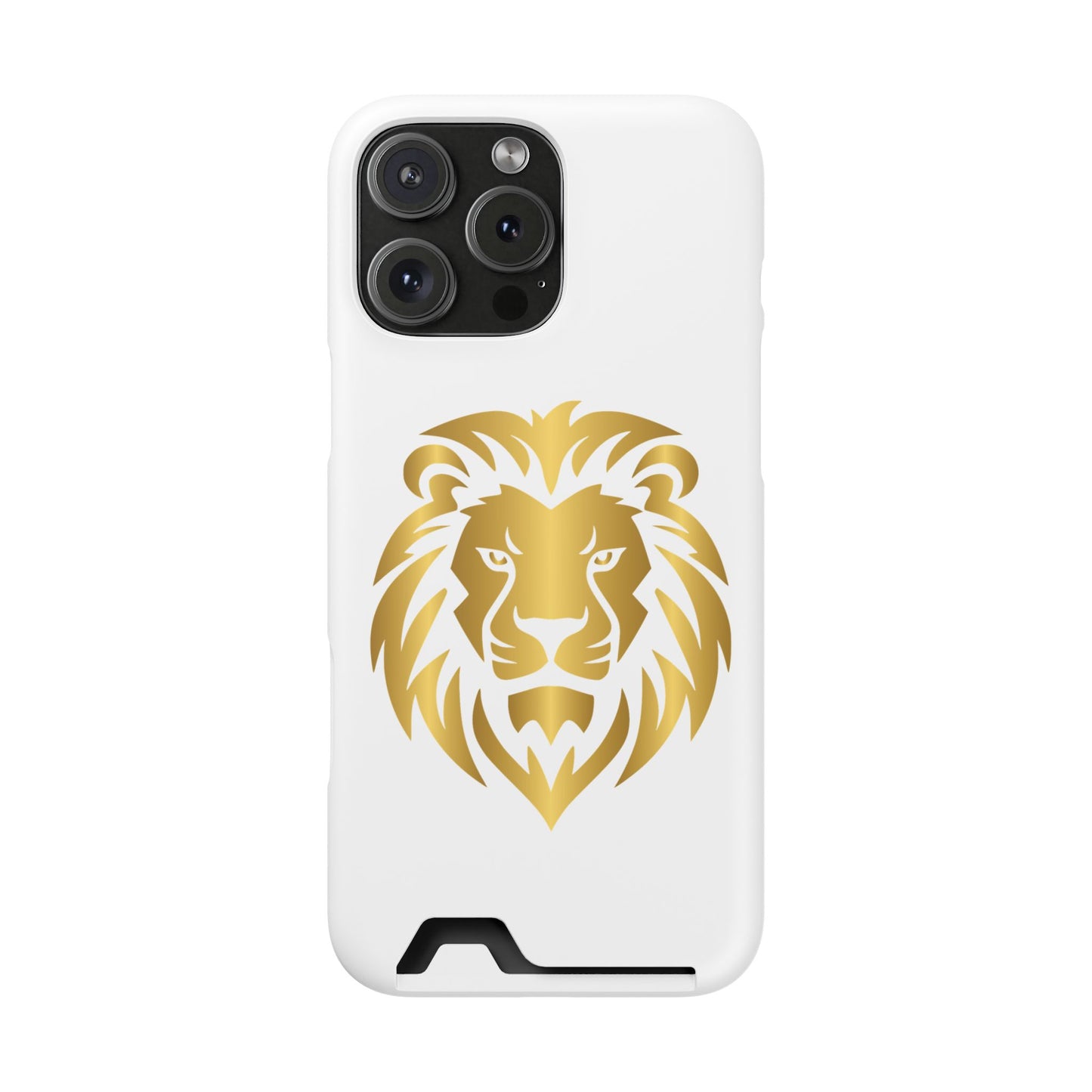 Lion Head Card Holder Phone Case — Gold Lion Wallet Phone Case