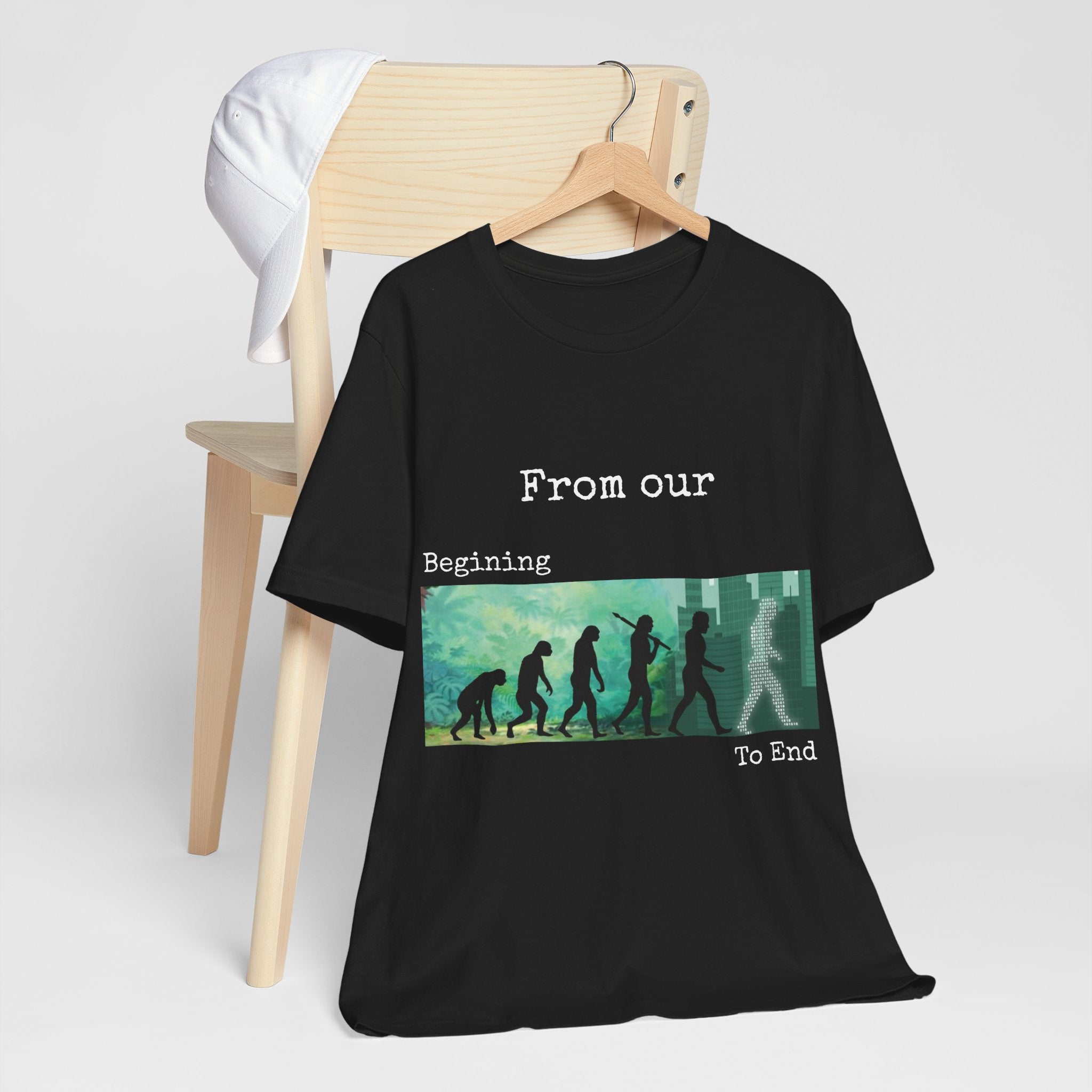 Evolution Timeline T-Shirt — "From Our Beginning To End" - Conscience Garment