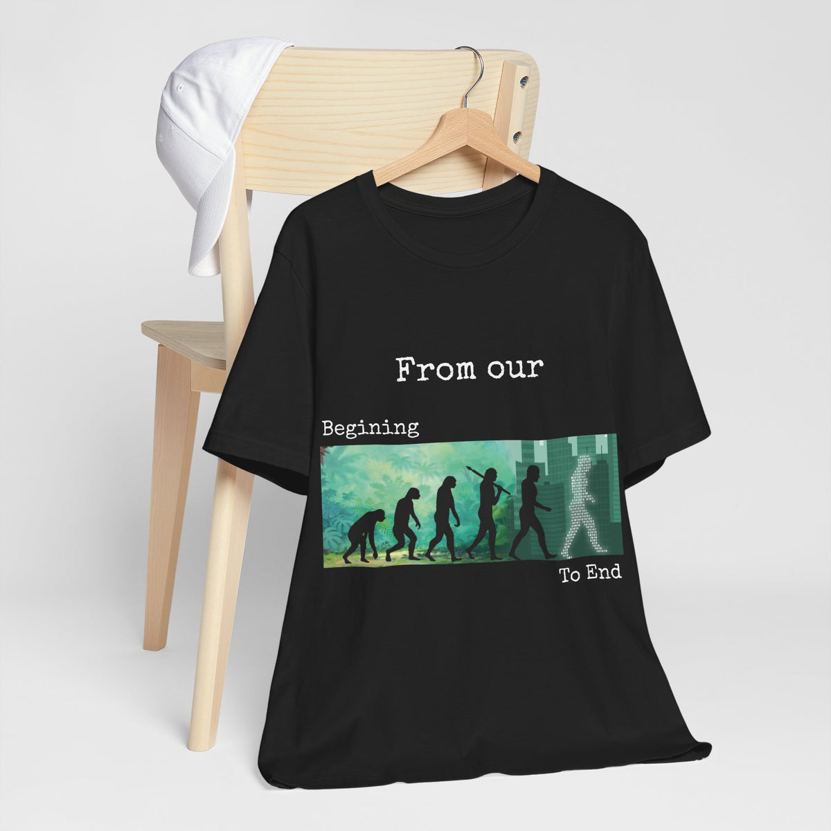 Evolution Timeline T-Shirt — "From Our Beginning To End" - Conscience Garment