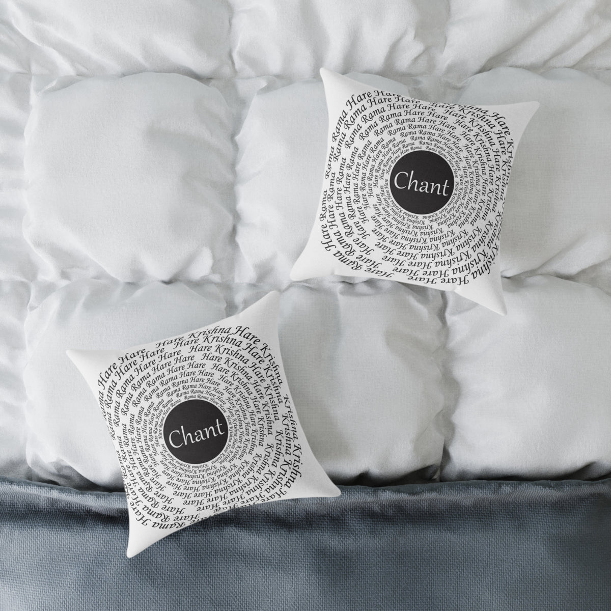 Hare Krishna chant Meditation Square Pillow — Spiritual Mantra Decorative Cushion