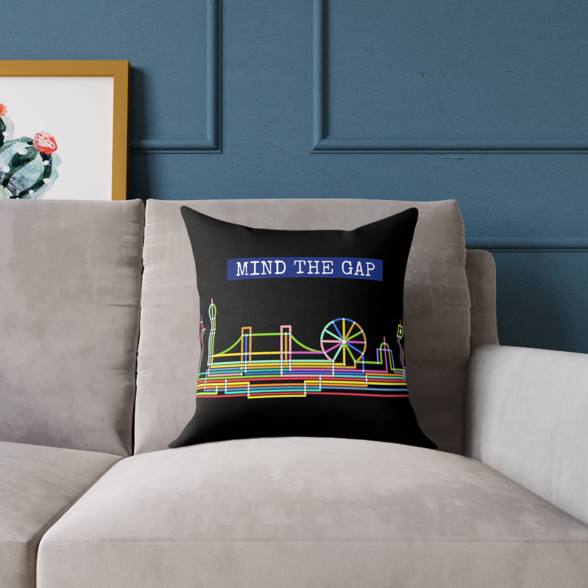 Mind The Gap Skyline Pillow — Neon London Decorative Throw Pillow