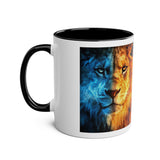 Lion Fire and Water Design Mug, Two-Tone, 11oz - Conscience Garment