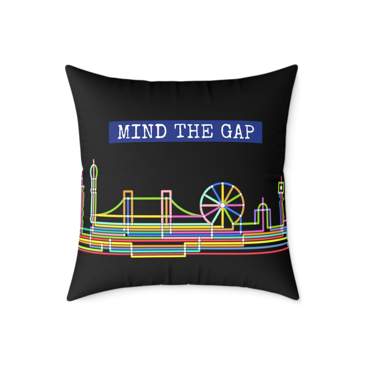 Mind The Gap Skyline Pillow — Neon London Decorative Throw Pillow