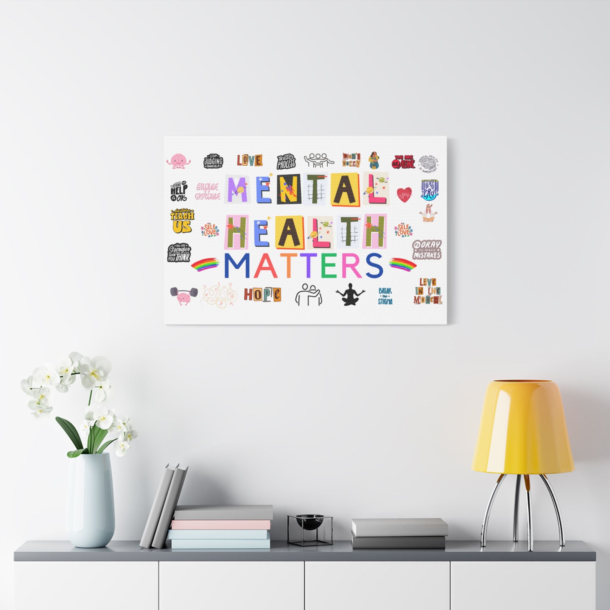 Mental Health Matters Canvas, Stretched, Gift, Office, Mindfulness, Motivational, Inspirational, Coffee, Tea, Positive, Mindset