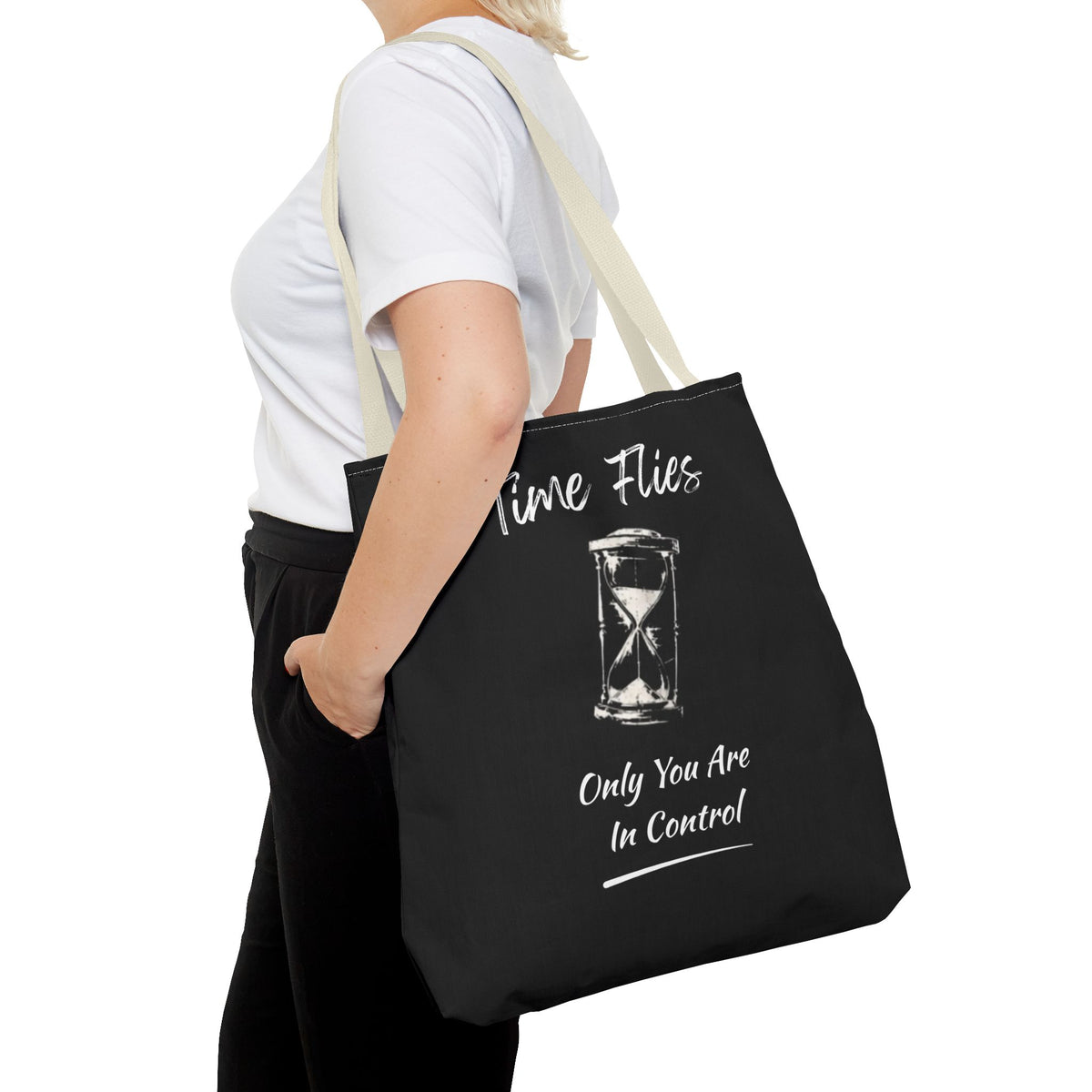 Time Flies Motivational Tote Bag