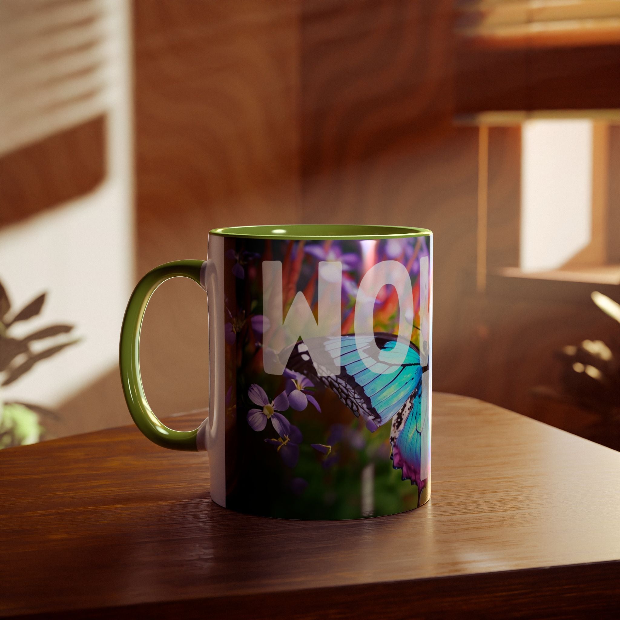 Mom Wow Two-Tone Coffee Mug, Birthday Gift, Mothers Day, 7 Colors