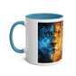 Lion Fire and Water Design Mug, Two-Tone, 11oz - Conscience Garment