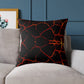 Lava Crackle Square Pillow — Fiery Red Black Decorative Throw Pillow