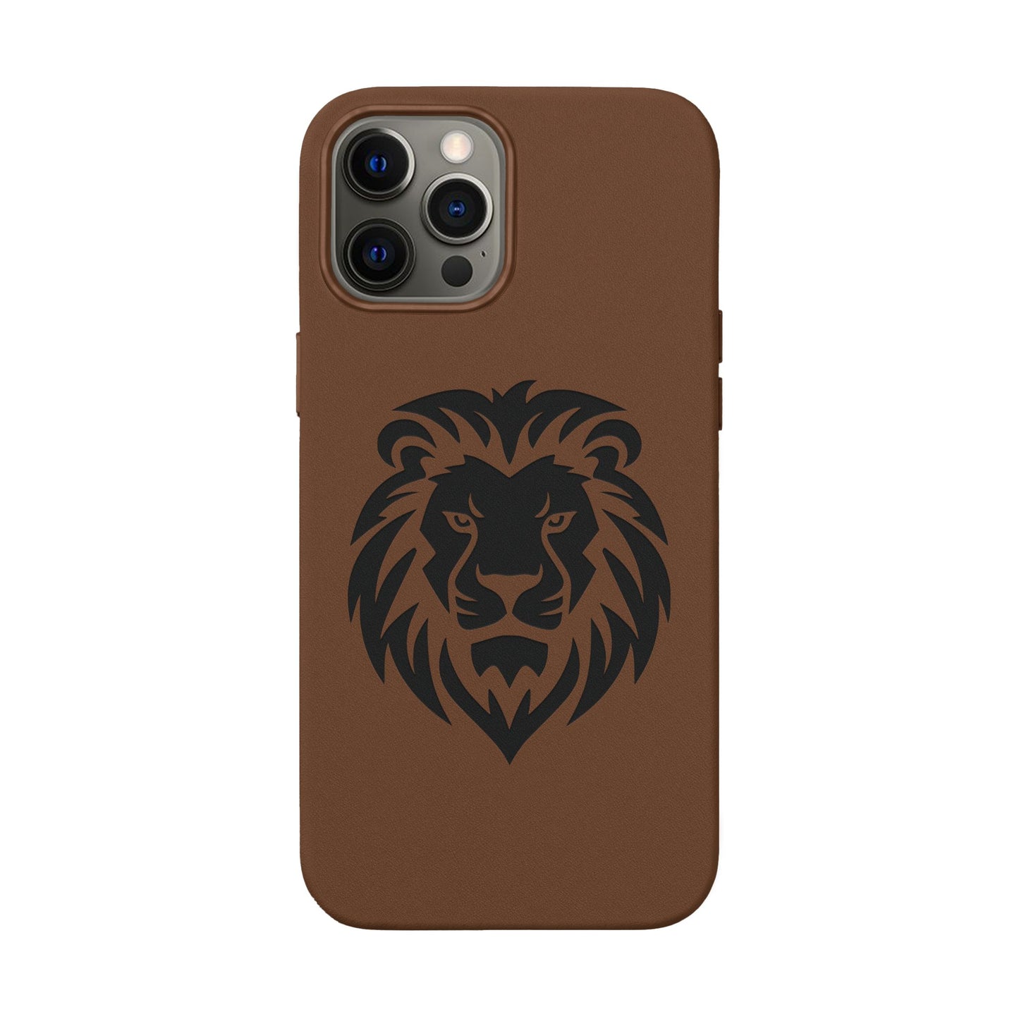 Engraved PU Leather Phone Case — Embossed Lion Design