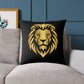 Lion Head Throw Pillow — Gold Lion Decorative Cushion for Living Room