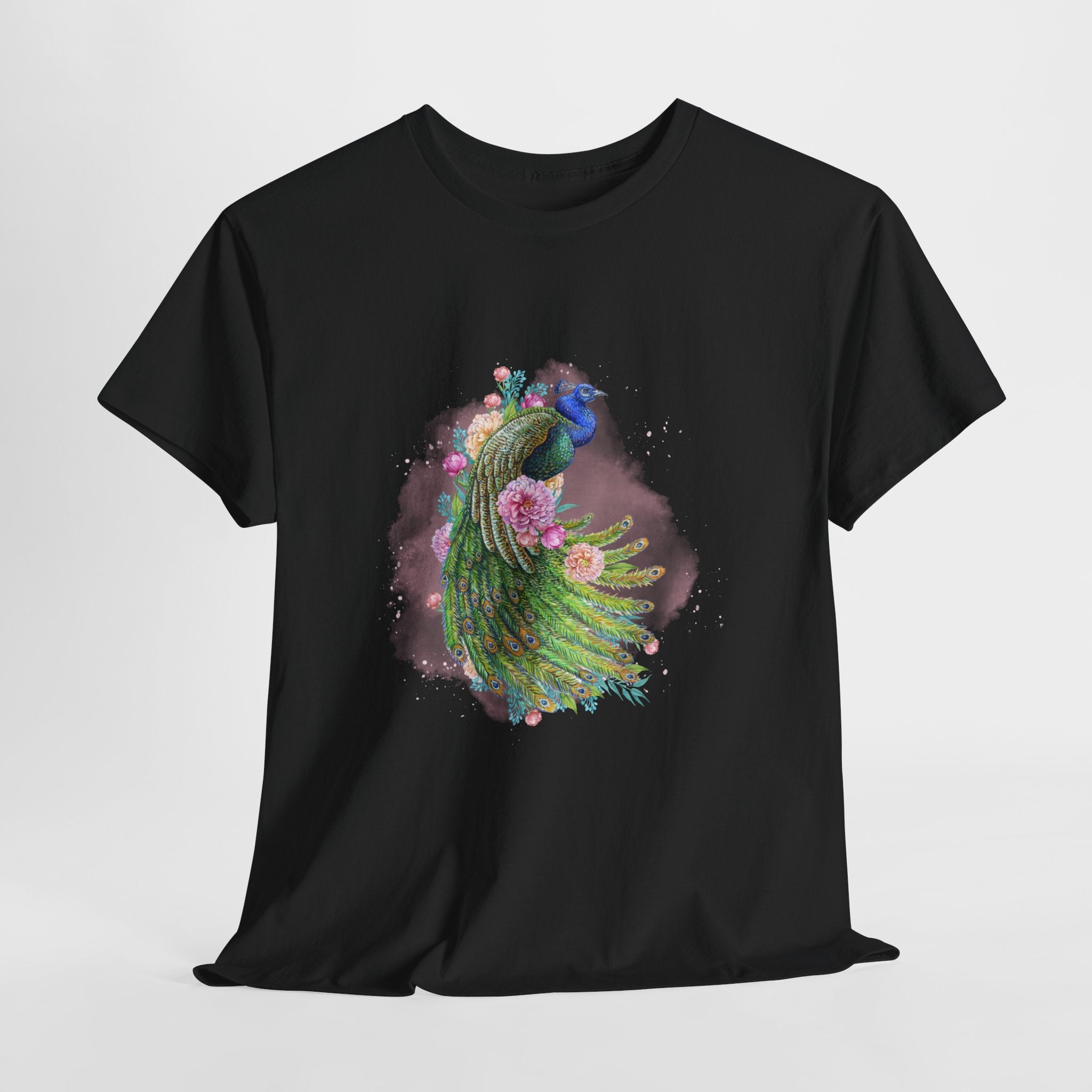 Peacock Floral Unisex Tee, Unique Animal Shirt, Nature Lover Gift, Casual Wear, Artful Graphic Tee