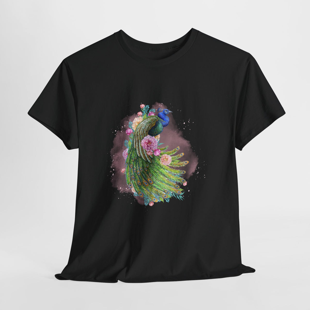 Peacock Floral Unisex Tee, Unique Animal Shirt, Nature Lover Gift, Casual Wear, Artful Graphic Tee - Conscience Garment